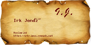 Irk Jenő névjegykártya